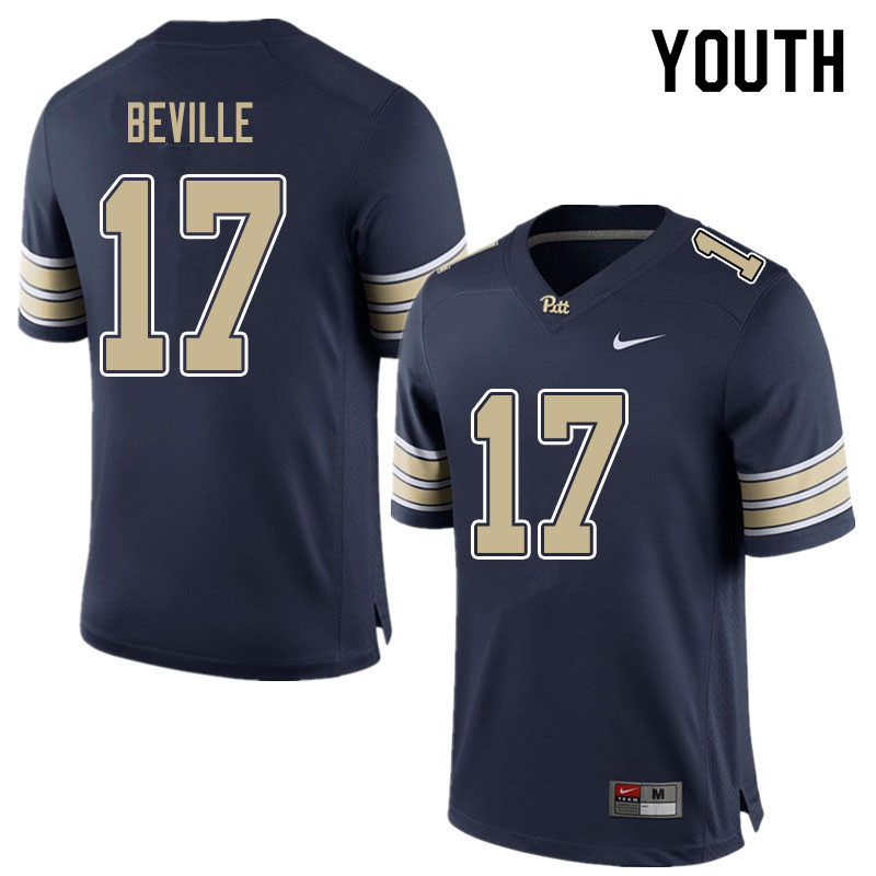 Youth #17 Davis Beville Pitt Panthers College Football Jerseys Sale-Blue